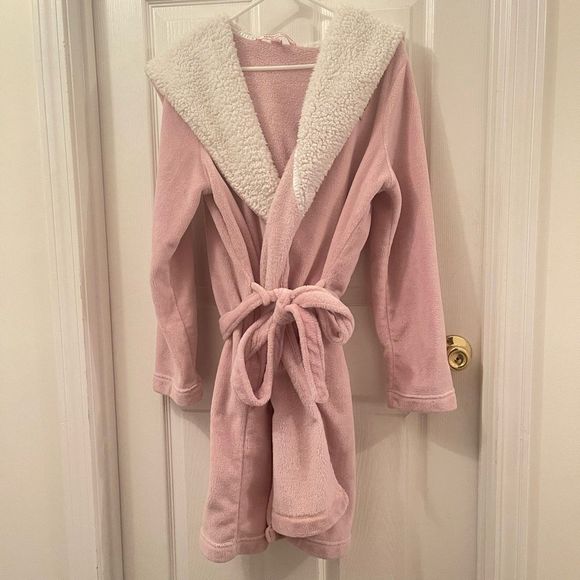 Victoria's Secret Other - Victoria’s Secret Sherpa Lined Hooded Comfy Cozy Robe with Pockets Sz M/L